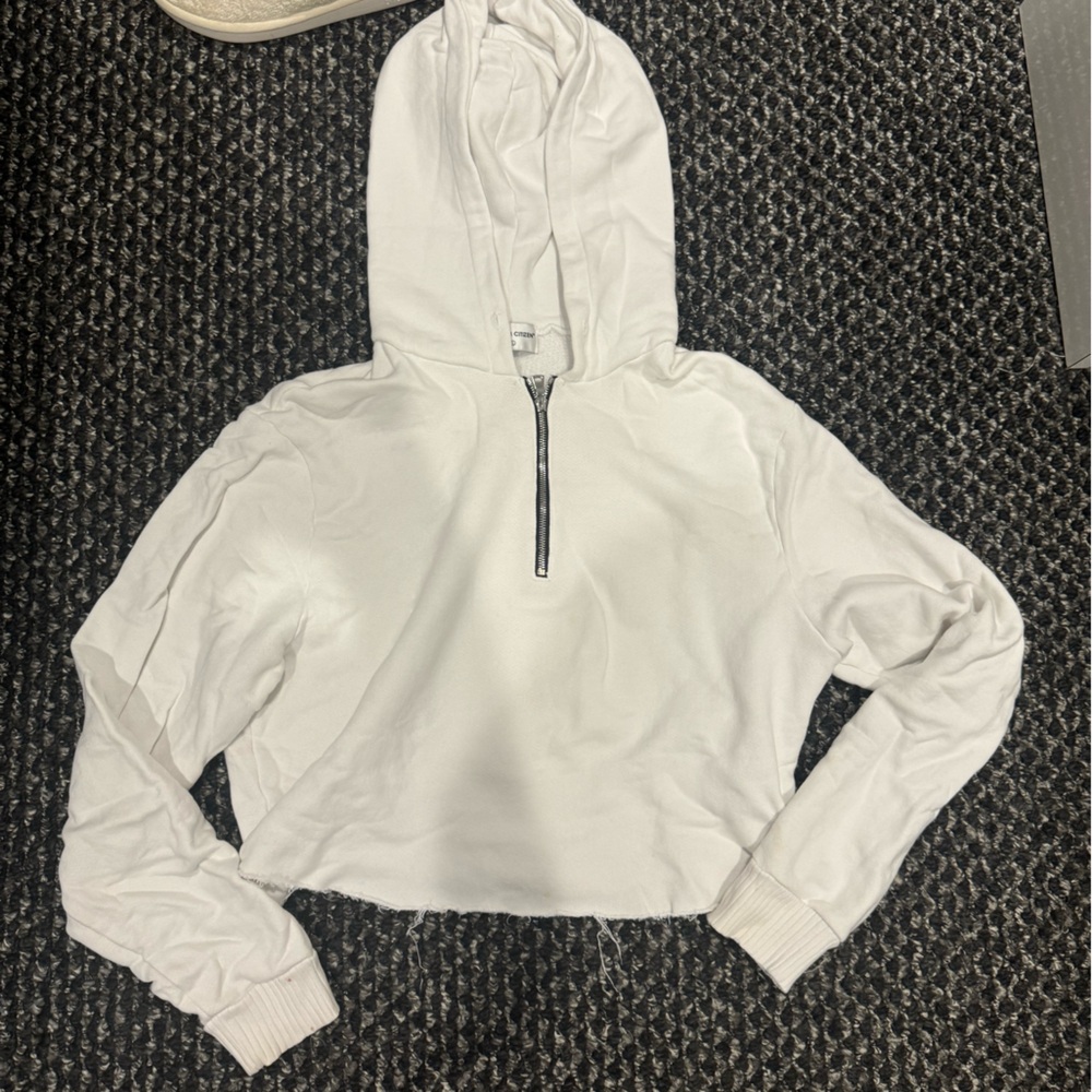 Cotton Citizen White Cropped Hoodie Sweater